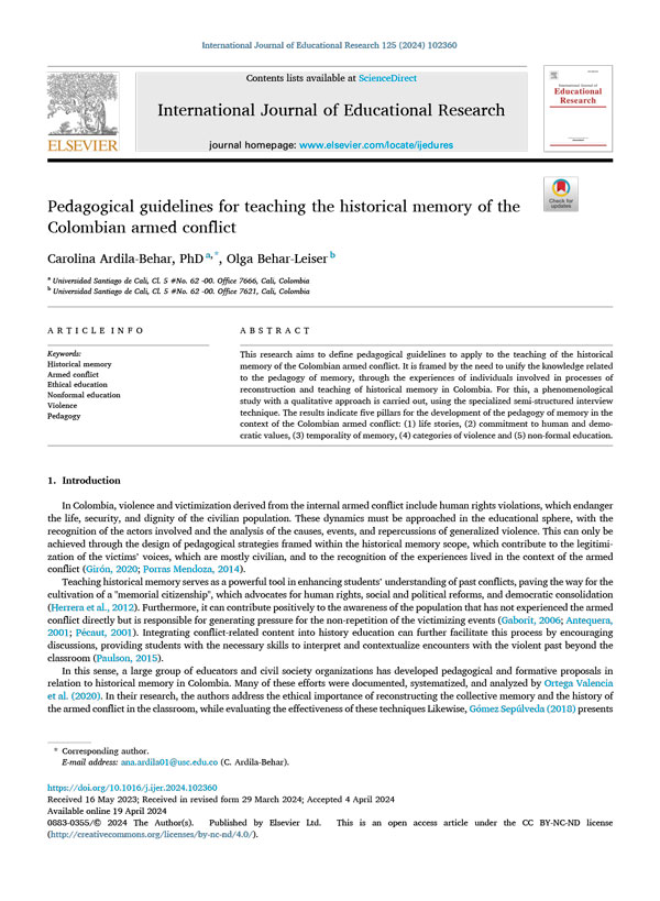 Pedagogical guidelines for teaching the historical memory of the Colombian armed conflict